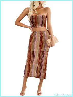 2 Piece Crochet Skirt Set Sexy Summer Vacation Outfit